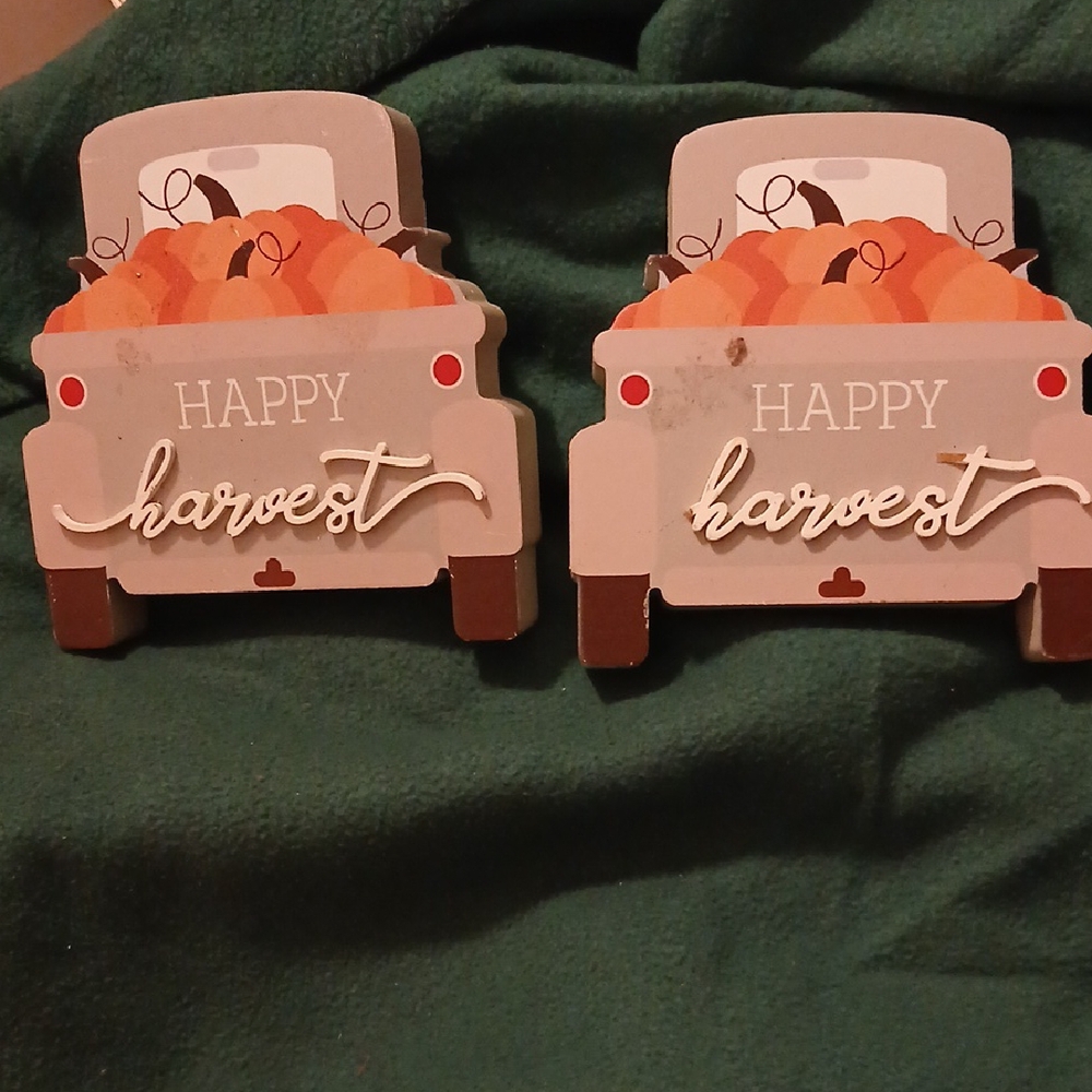 Happy Harvest Wall Decor - Brown and Orange set of 2